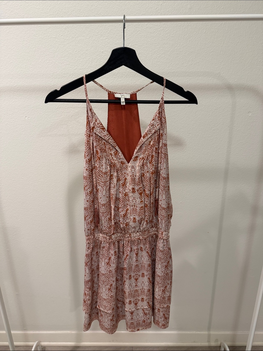 Joie Rust-Tone Printed Spaghetti Strap Mini Dress
